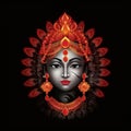 face of Lakshmi goddess realistic black background generative AI