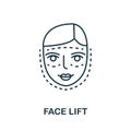 Face Lift icon from plastic surgery collection. Simple line element Face Lift symbol for templates, web design and Royalty Free Stock Photo