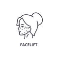 Face lifting thin line icon, sign, symbol, illustation, linear concept, vector