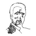 Face line art, portrait of a man with a beard, a sailor.