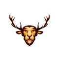 face of lion with horns deer creepy logo icon