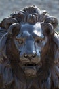 Face of a lion sculpture made of bronze, LÃÂ¼beck, Germany Royalty Free Stock Photo