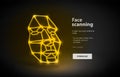 Face low poly art illustration. Concept of face detection by scanning technology advancement, human head. Face recognition. Royalty Free Stock Photo