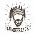 Face of lumberjack with beard and hat Royalty Free Stock Photo