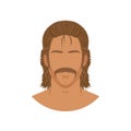 Face of man with mustache and mullet hairstyle Royalty Free Stock Photo