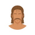 Face of man with mustache and mullet hairstyle Royalty Free Stock Photo