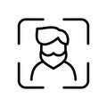 Face man vector id biometric icon facial recognition for apps and websites. system sign detection symbol scanning