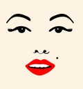 Face of Marilyn Monroe stencil portrait. Skin color background Royalty Free Stock Photo