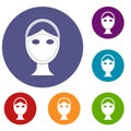 Face marked out for cosmetic surgery icons set Royalty Free Stock Photo