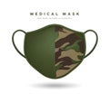 Face mask cloth pattern soldier green color design isolated on white background