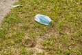 Face mask discarded on the ground litter covid-19 Royalty Free Stock Photo
