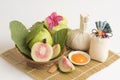 Face mask with Guava and yolk whites for blemished skin (for dry skin) .. Beauty and aesthetic of natural raw materials.