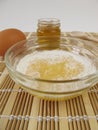 Face mask with honey, egg yolk and powdered milk