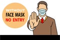 Without face mask no entry concept. Please Wear face Mask is required, Without Face Mask No Entry caution sign