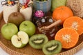 Face mask with orange, kiwi, apples and honey. Royalty Free Stock Photo