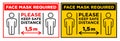 Face mask required and Keep safe distance sign Royalty Free Stock Photo
