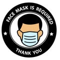 Face mask is Required or No Face Mask No Entry Round Badge Sticker Sign Royalty Free Stock Photo