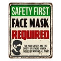 Face mask required vintage rusty metal sign Royalty Free Stock Photo