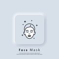 Face mask sheet icon. Skin care concept. Beauty skin logo. Vector EPS 10. UI icon. Neumorphic UI UX white user interface web Royalty Free Stock Photo