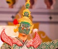Face mask with traditional thai costume in Bangkok Royalty Free Stock Photo