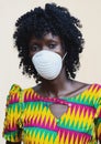 Face Masks for African People confronting global epidemic, gorgeous African Woman Wearing Face Protection