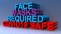 Face masks required covid-19 safe on blue