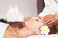 Face Massage. Close-up of a beautiful Woman Getting Spa Treatmen Royalty Free Stock Photo