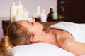 Face Massage. Close-up of a beautiful Woman Getting Spa Treatment.