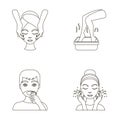 Face massage, foot bath, shaving, face washing. Skin Care set collection icons in outline style vector symbol stock