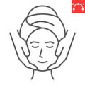 Face massage line icon