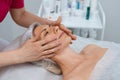 Face massage. Young woman getting spa massage treatment at beauty spa salon. Skin and body care. Facial beauty treatment Royalty Free Stock Photo