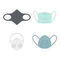 Face medical pollution mask set. Smog dust pm2.5 danger protection
