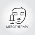 Face mesotherapy line icon. Medical or beauty treatment for skin care, rejuvenation, anti-aging concept contour label