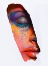 Face of model with colorful art make-up, close-up Royalty Free Stock Photo