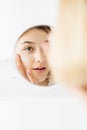 face moisturizing morning skincare woman mirror