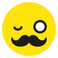 Face with monocle in comic emoji style. Ironic gentleman Royalty Free Stock Photo