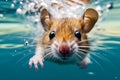 Face mouse underwater. Close up