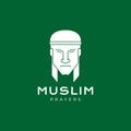 Face muslim man with arab turbans logo design