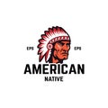 Native American chief head logo, symbol vector template