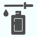 Face oil solid icon. Beauty liquid with dropper vector illustration isolated on white. Bottle with face oil glyph style