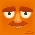 Face on orange background