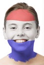 Face paint - flag of Holland Royalty Free Stock Photo