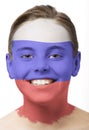 Face paint - flag of Russia Royalty Free Stock Photo