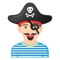 Face Painting Icon with Boy with Pirate Painting. Isolated on White Background