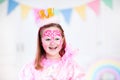 Face painting for little girl birthday party Royalty Free Stock Photo