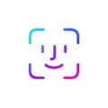 Face password, identification icon. Facial recognition scan. Face Security
