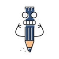 face pen character color icon vector illustration