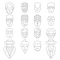 Face people icons outline Royalty Free Stock Photo