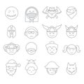 Face people icons outline Royalty Free Stock Photo