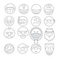 Face people icons outline Royalty Free Stock Photo
